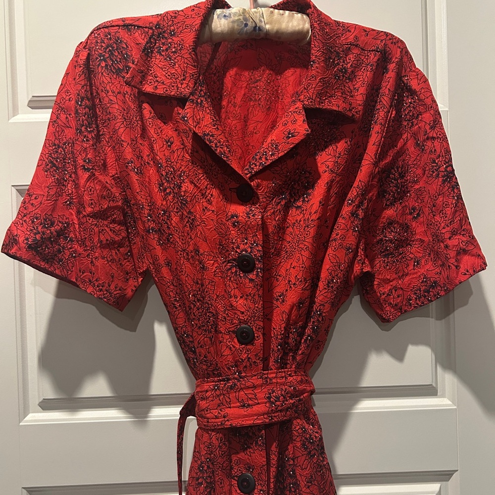 Hot Pink Floral Dress 1940s style